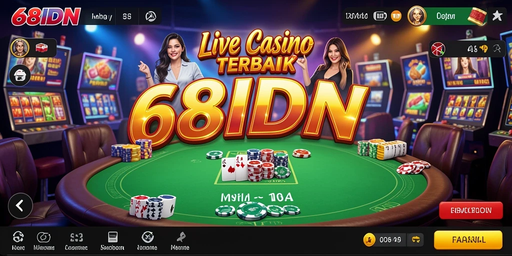 Tampilan gameplay Live Casino yang mendebarkan di 68IDN.