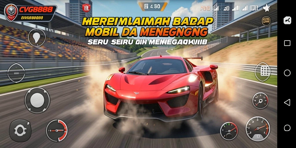 Tampilan gameplay balap mobil yang menegangkan di CVG8888.