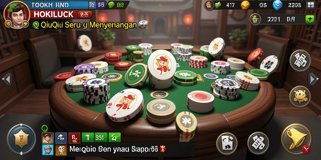 Screenshot utama HOKILUCK yang menunjukkan gameplay QiuQiu yang seru.