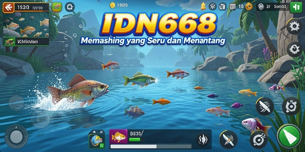 Tampilan gameplay IDN668 yang menarik saat memancing.
