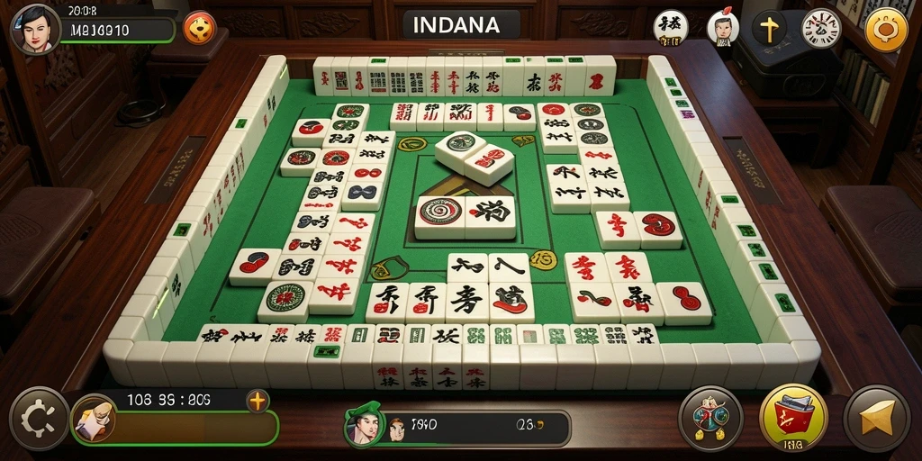 Tampilan gameplay <strong>INDAAA</strong> yang seru dan menantang dalam permainan Mahjong.
