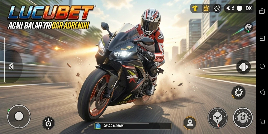 Tampilan seru gameplay balap motor di LUCUBET.