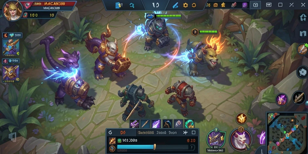 Tampilan gameplay seru di arena MOBA MACAN388.