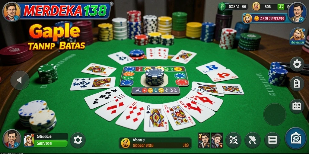 Tampilan gameplay seru dari MERDEKA138 yang penuh strategi Gaple.