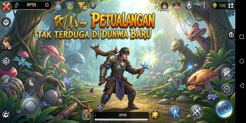 Screenshot gameplay RP55 yang menunjukkan aksi petualangan seru.