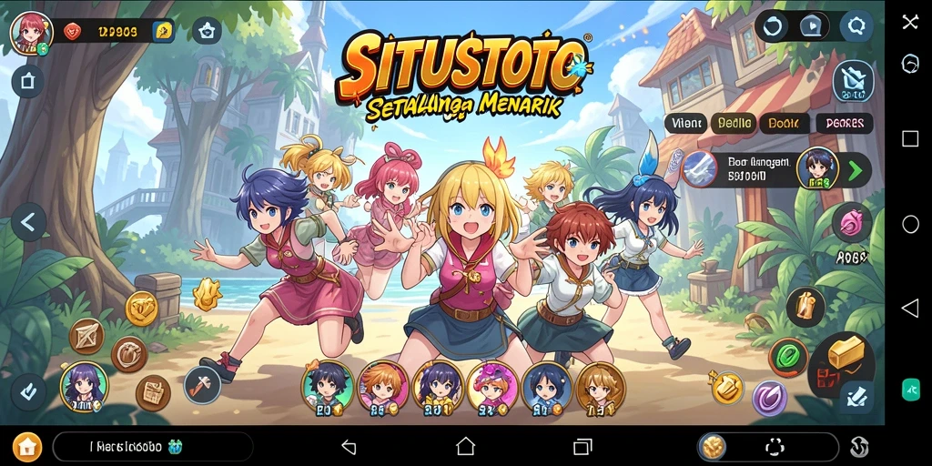 Tampilan gameplay seru dengan karakter anime menarik.