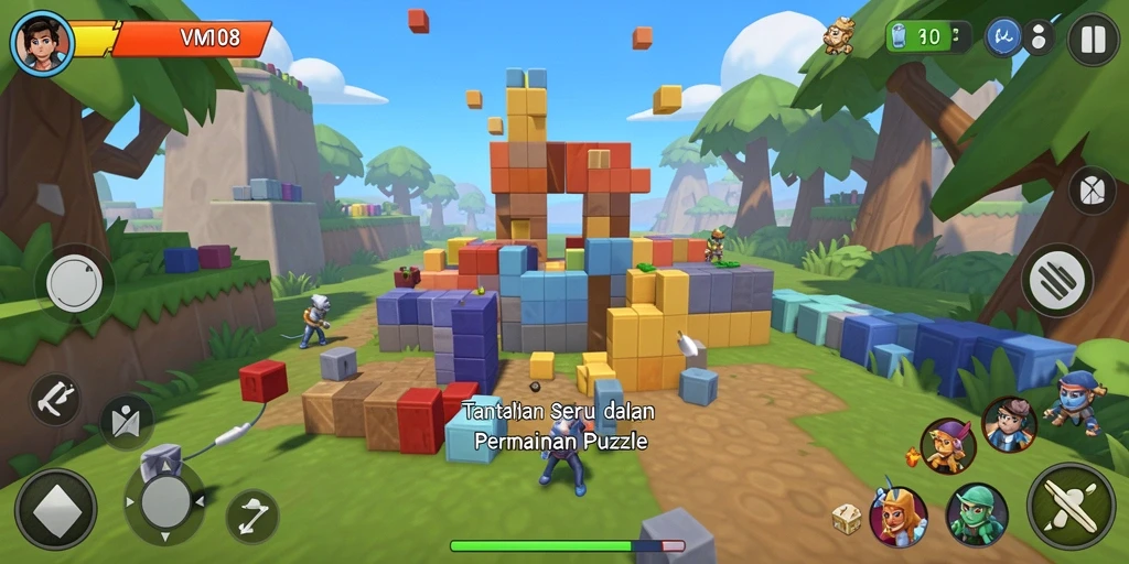 Tangkapan layar utama VM108 menampilkan gameplay puzzle yang menantang.